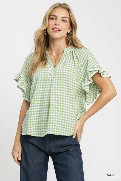 Gingham Ruffle Top