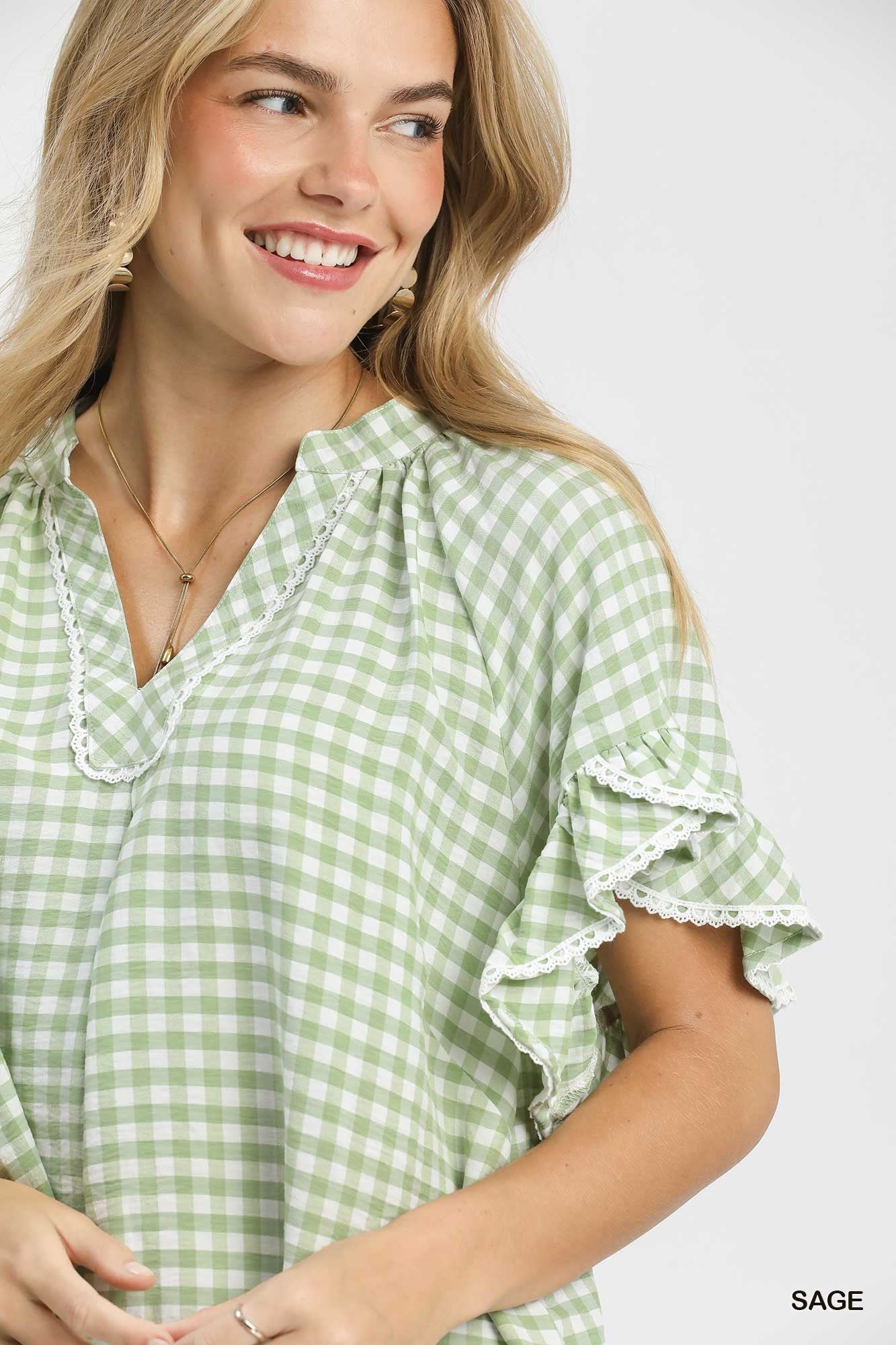 Gingham Ruffle Top