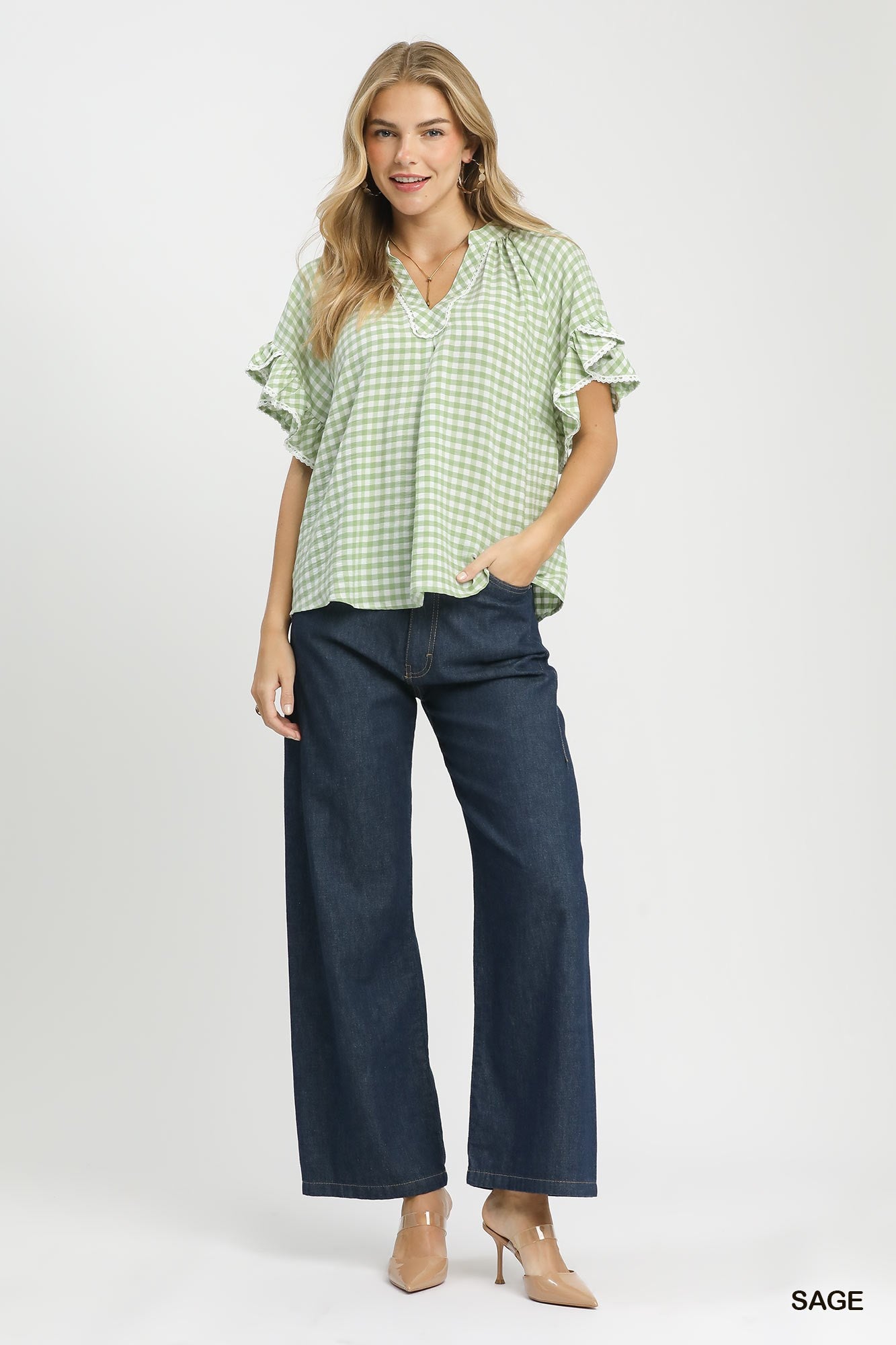 Gingham Ruffle Top