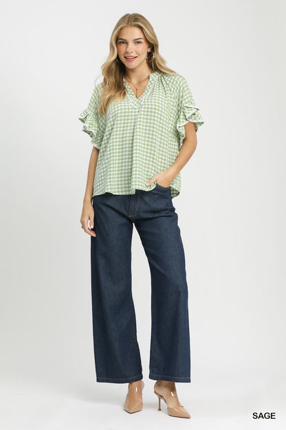 Gingham Ruffle Top
