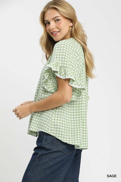 Gingham Ruffle Top