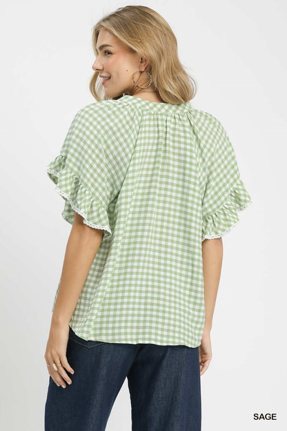 Gingham Ruffle Top