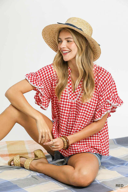 Gingham Ruffle Top