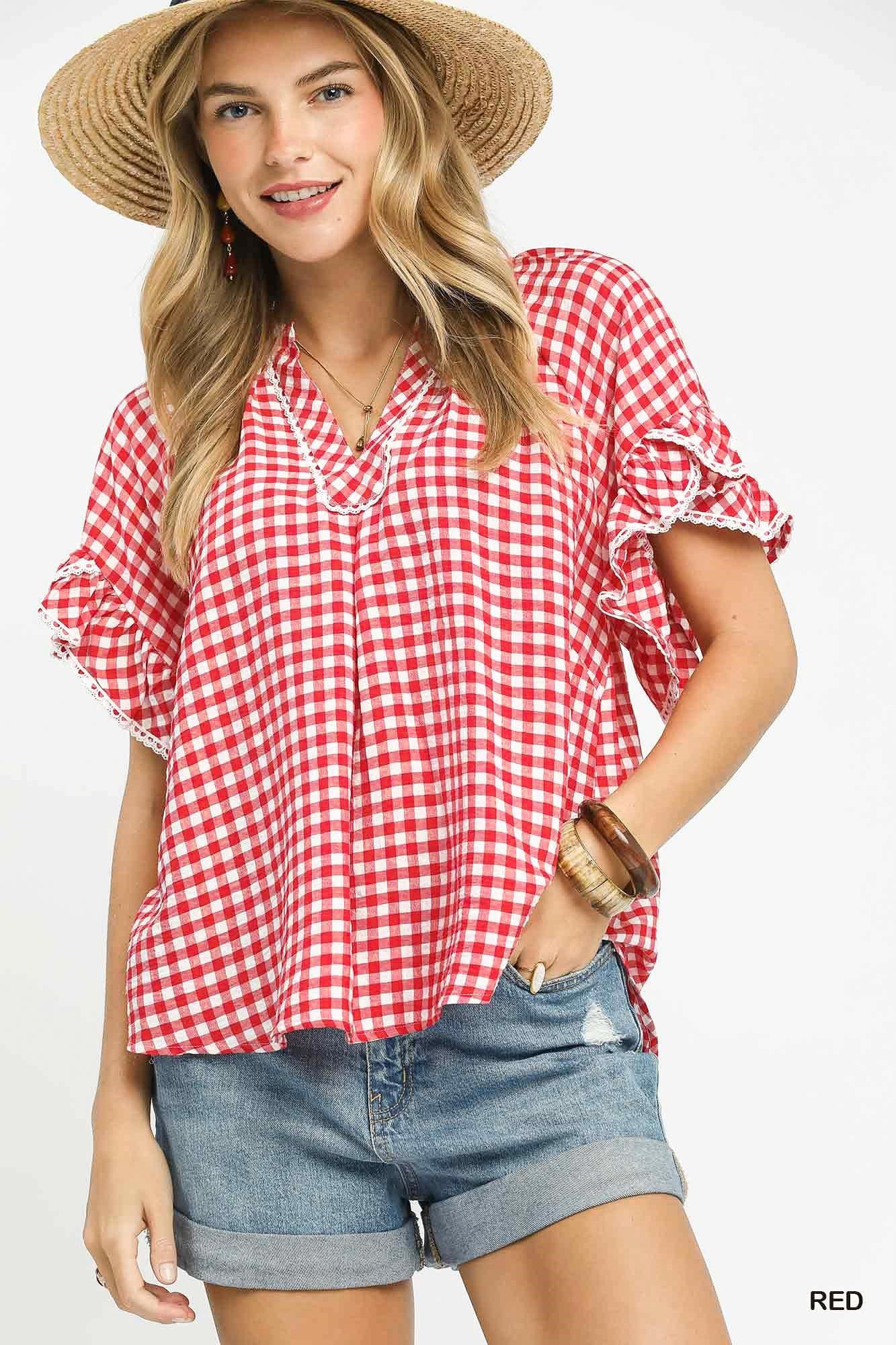 Gingham Ruffle Top