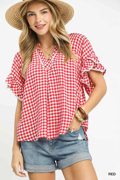 Gingham Ruffle Top