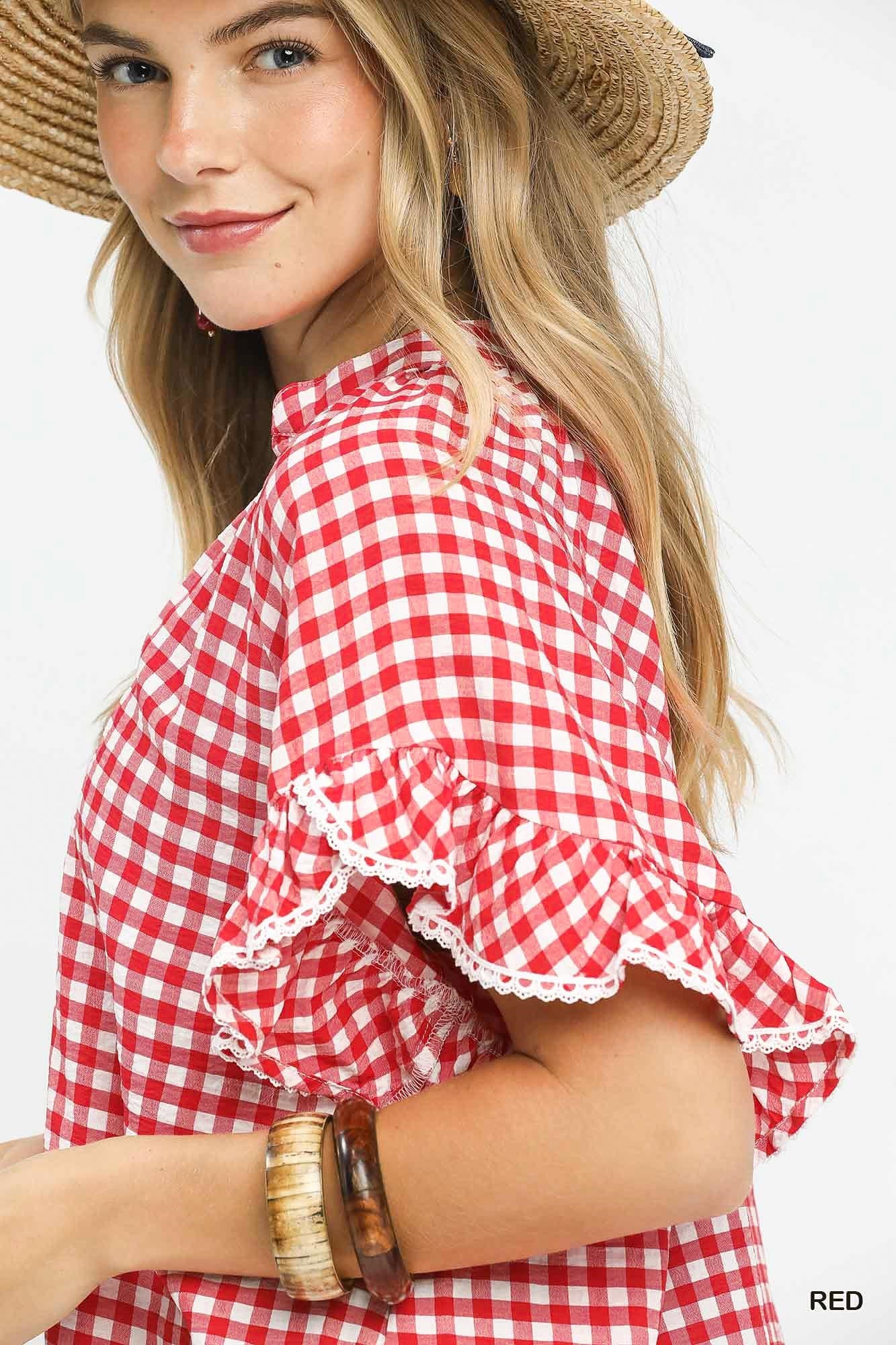 Gingham Ruffle Top