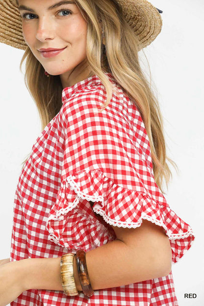 Gingham Ruffle Top