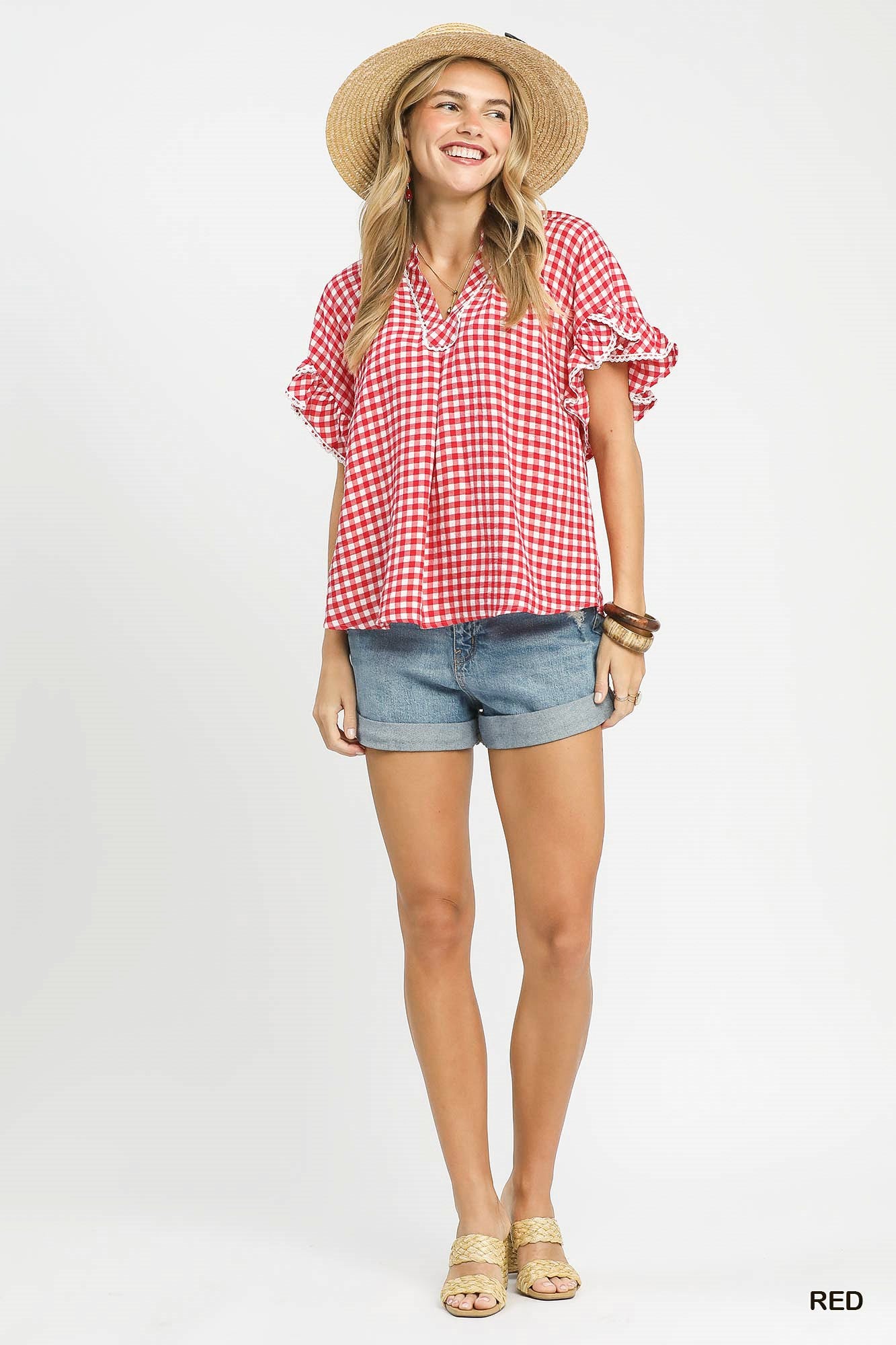 Gingham Ruffle Top