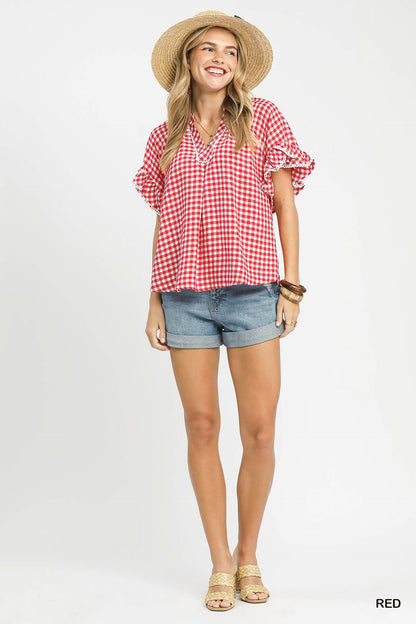 Gingham Ruffle Top
