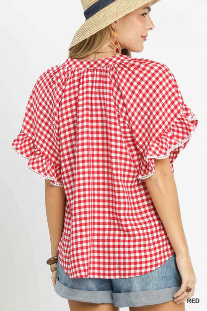 Gingham Ruffle Top