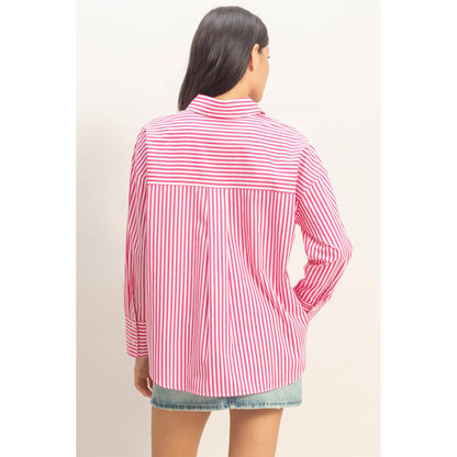 Striped Button-Up Poplin Shirt