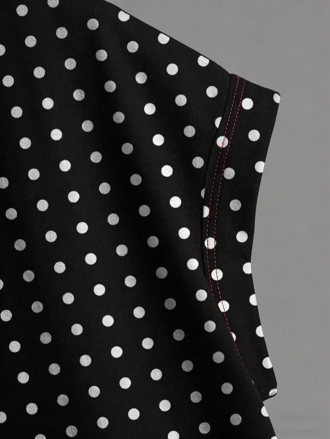Polka Dots Wrapped Cutout Back Slouchy Tee Workout Shirt
