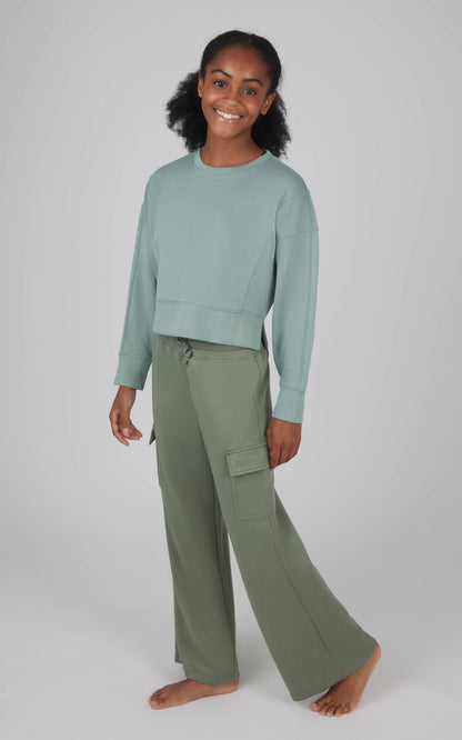 Girls Scuba Pullover and Wide Leg Cargo Pant - Set
