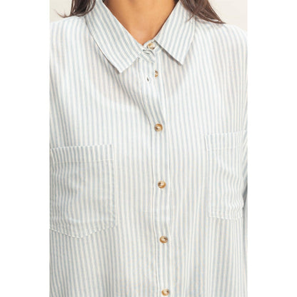 Oversized Striped Button-Up Shirt