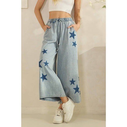 Starry Wide-Leg Denim Pants