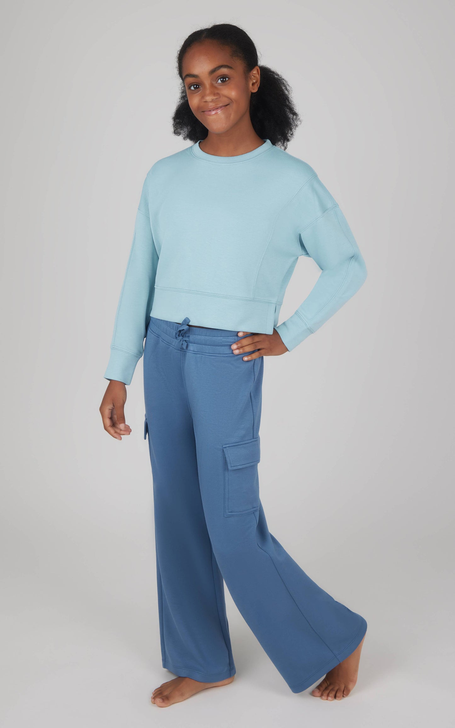 Girls Scuba Pullover and Wide Leg Cargo Pant - Set