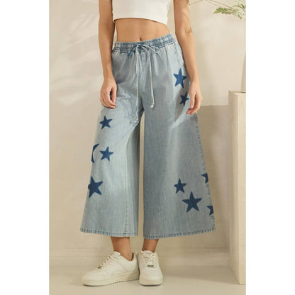 Starry Wide-Leg Denim Pants