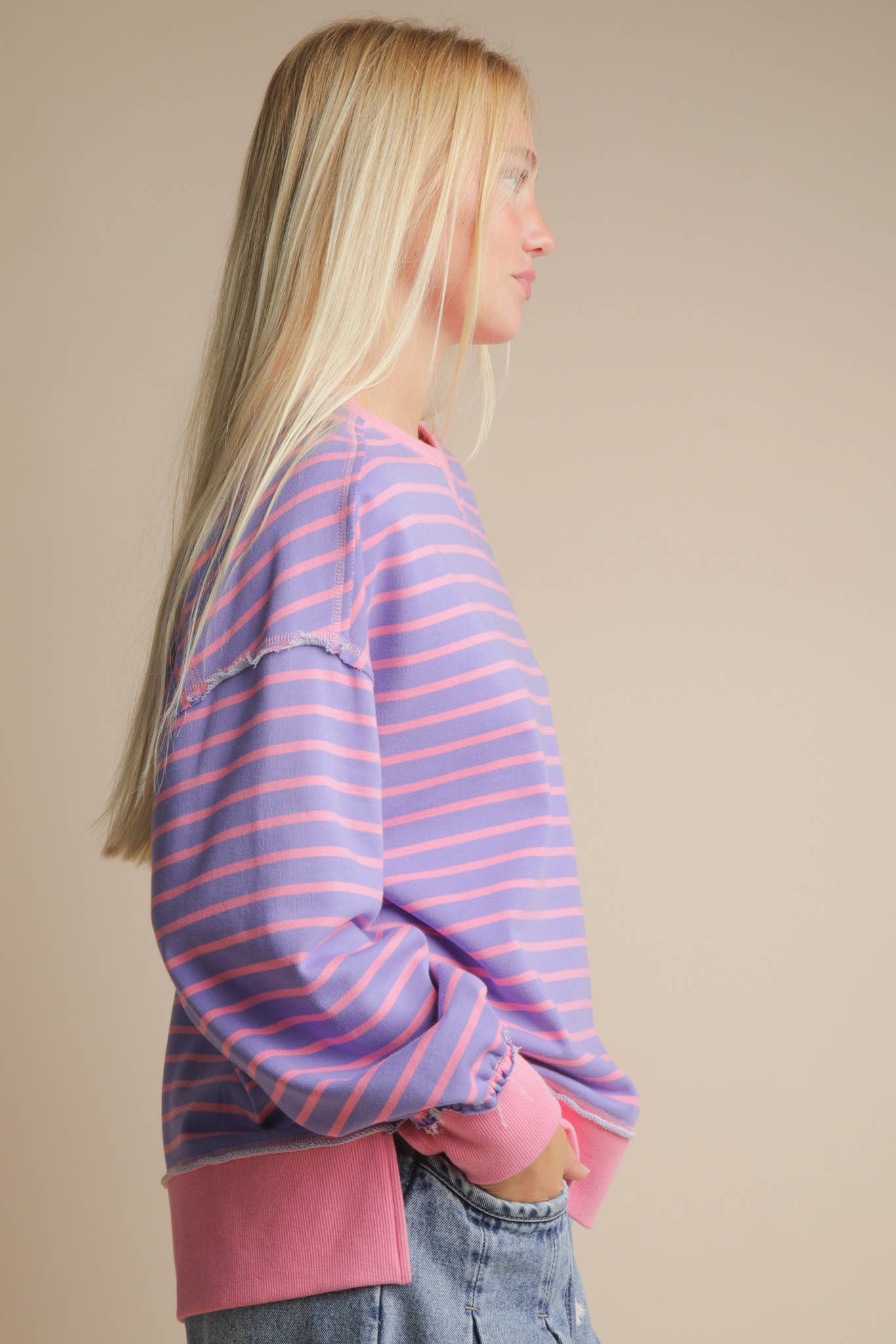 Stripe Comfy Casual Oversized Knit Top