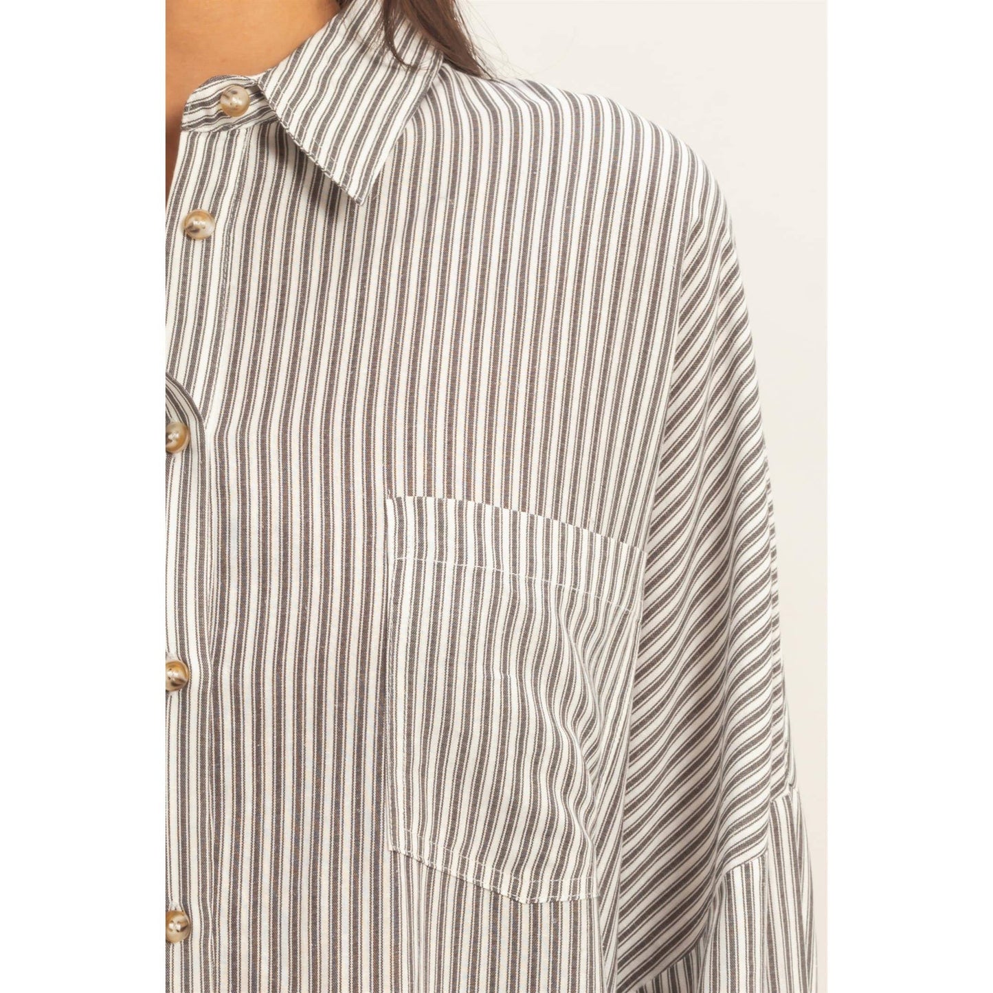 Oversized Striped Button-Up Shirt