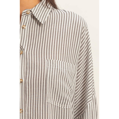 Oversized Striped Button-Up Shirt