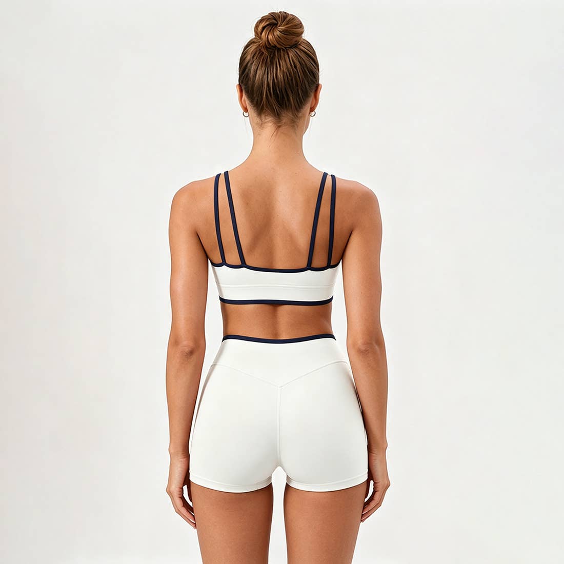 Women's U-Neck Color Clash Bra And Shorts Two Piece Sets