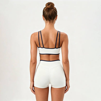 Women's U-Neck Color Clash Bra And Shorts Two Piece Sets