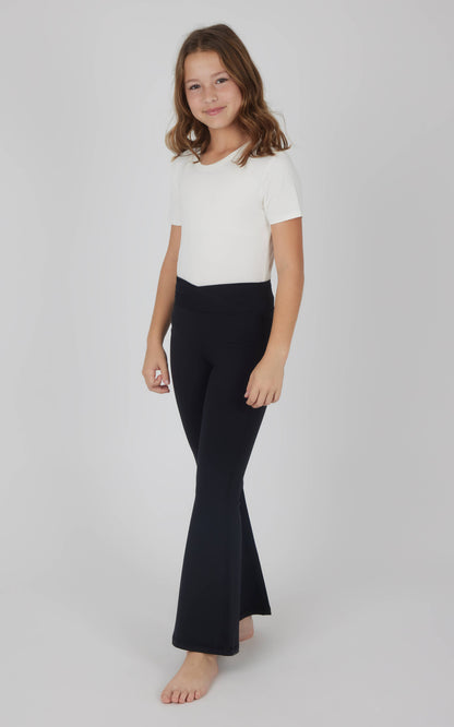 Girls Interlock Crossover Full Length Flare Pants