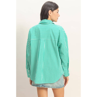 Striped Button-Up Poplin Shirt