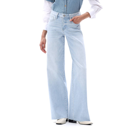 ONESO Mid Rise Wide Leg Jeans Raw Hem Vintage Distressed