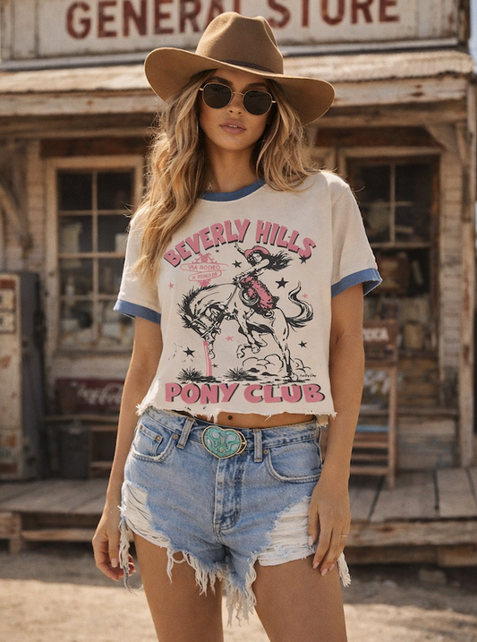 Beverly Hills Pony Club Ringer Relaxed Crop Tee