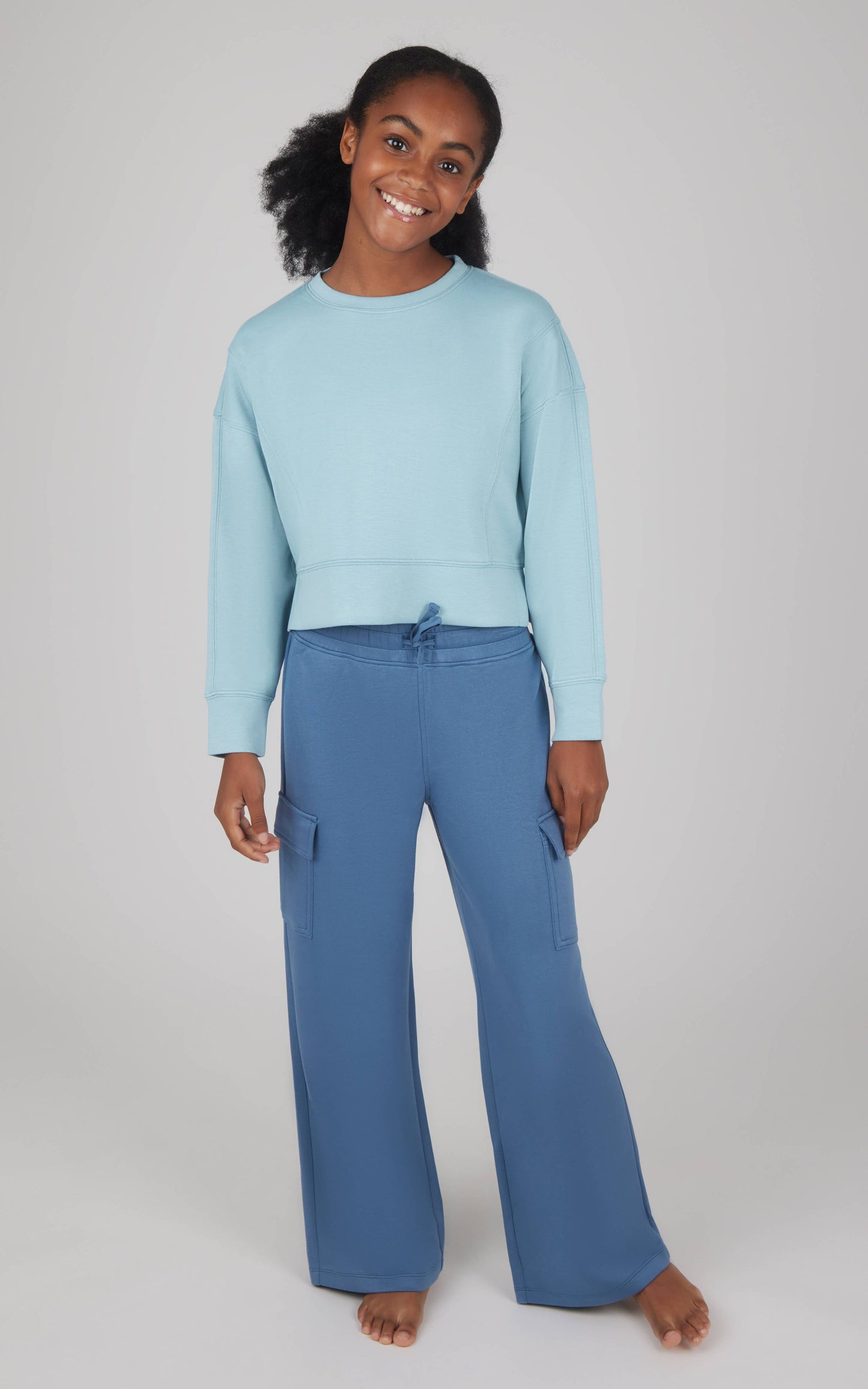 Girls Scuba Pullover and Wide Leg Cargo Pant - Set