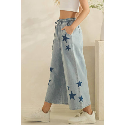 Starry Wide-Leg Denim Pants