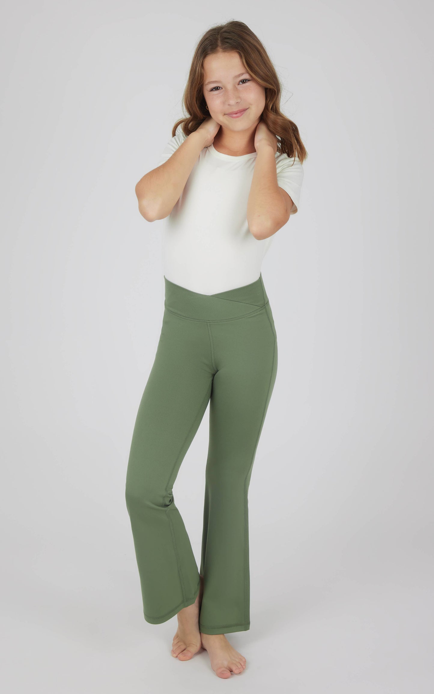 Girls Interlock Crossover Full Length Flare Pants