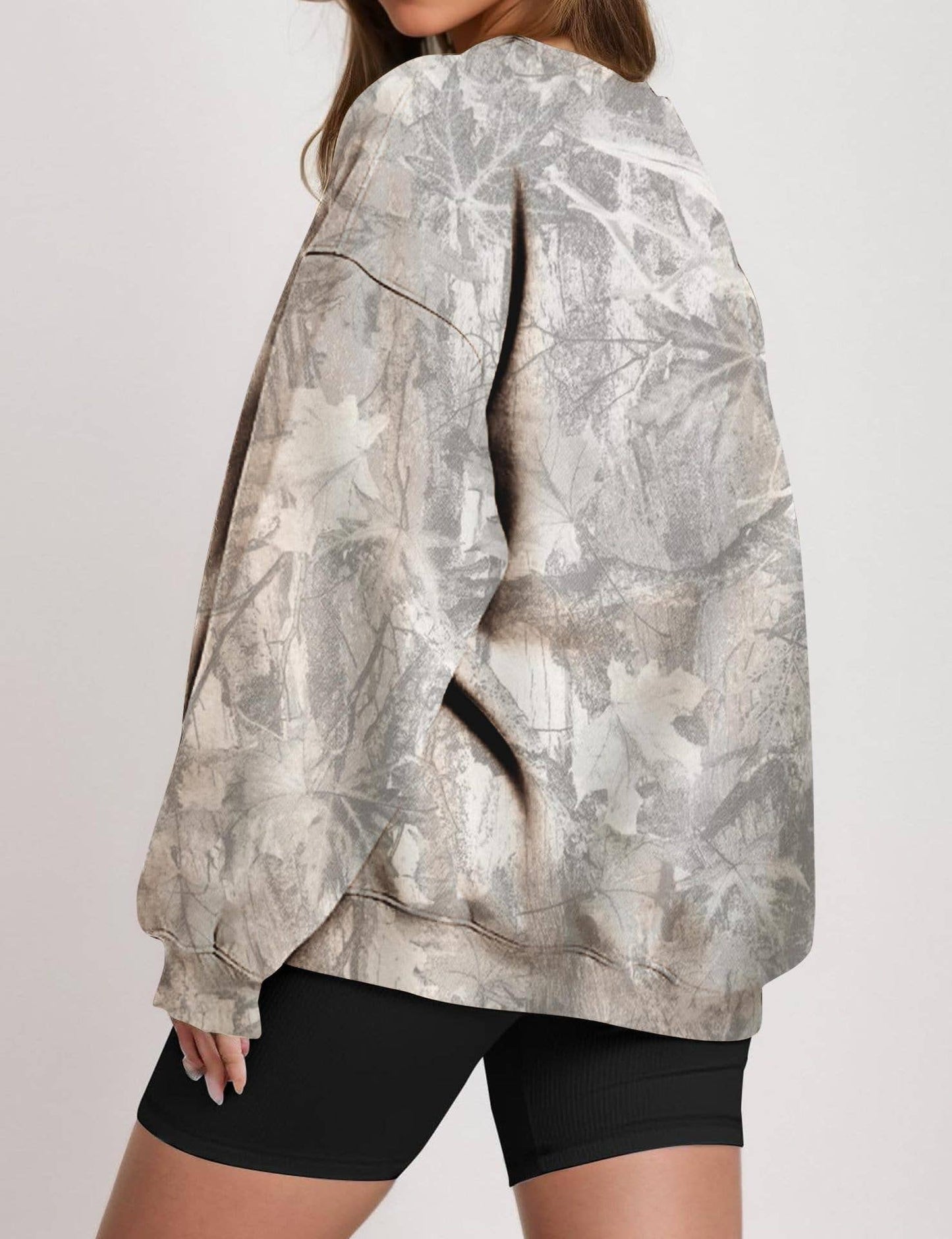 Branch Pattern Print Loose Sports Sweatshirt