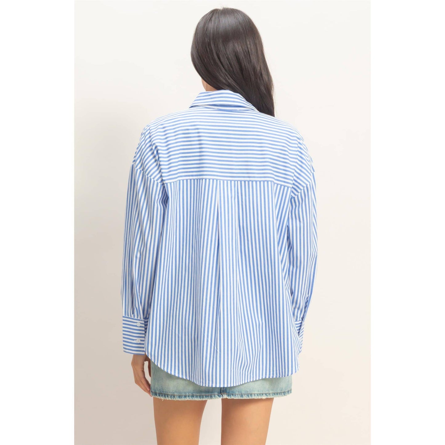 Striped Button-Up Poplin Shirt