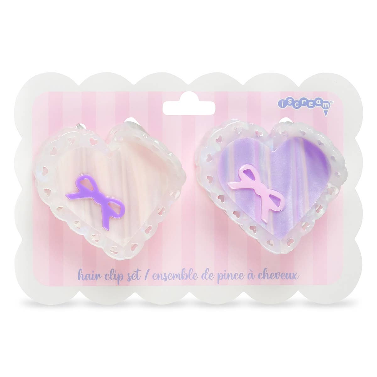 Heart Bow Hair Clips Set -  2 clips