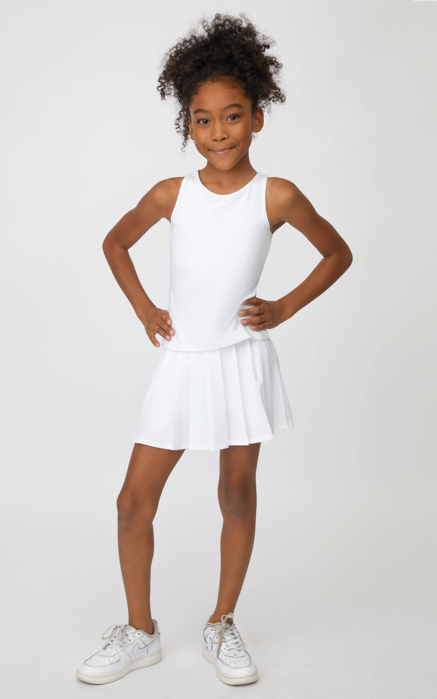 Girls Racerback Shelf Bra Tank and Pleated Tennis Skort