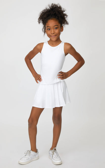 Girls Racerback Shelf Bra Tank and Pleated Tennis Skort