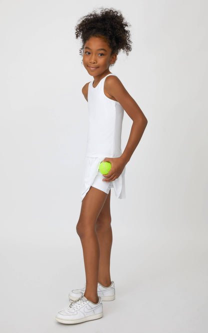 Girls Racerback Shelf Bra Tank and Pleated Tennis Skort
