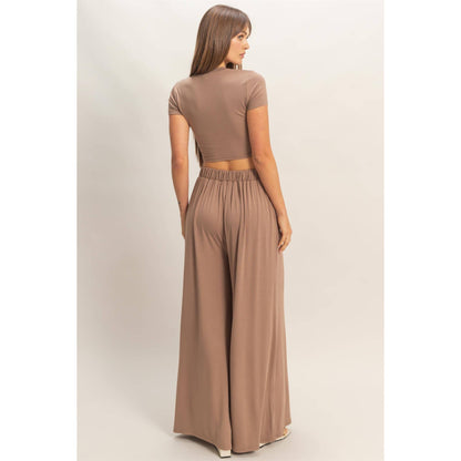 Short Sleeve Top & Wide Leg Pants Set