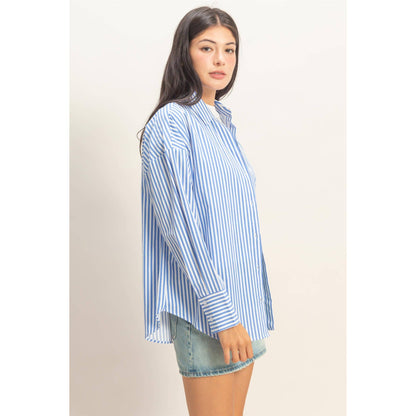 Striped Button-Up Poplin Shirt