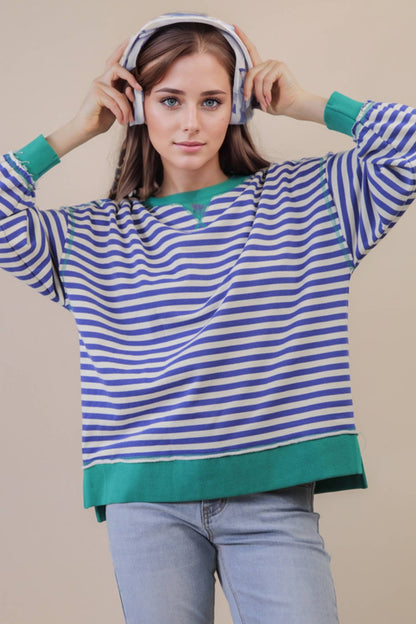 Stripe Comfy Casual Oversized Knit Top