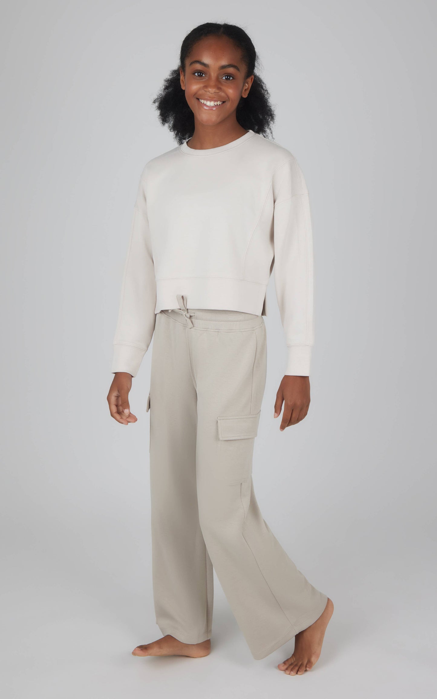 Girls Scuba Pullover and Wide Leg Cargo Pant - Set
