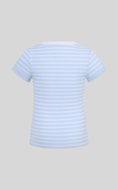 Tween Girls Rib Seamless Stripe Short Sleeve Tee 2 Pack