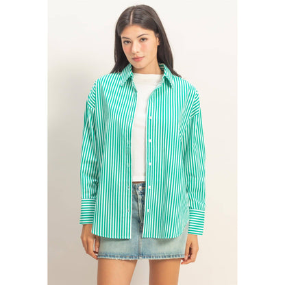 Striped Button-Up Poplin Shirt