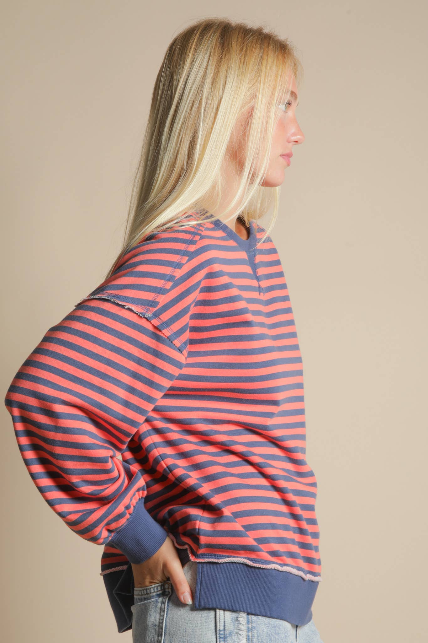 Stripe Comfy Casual Oversized Knit Top