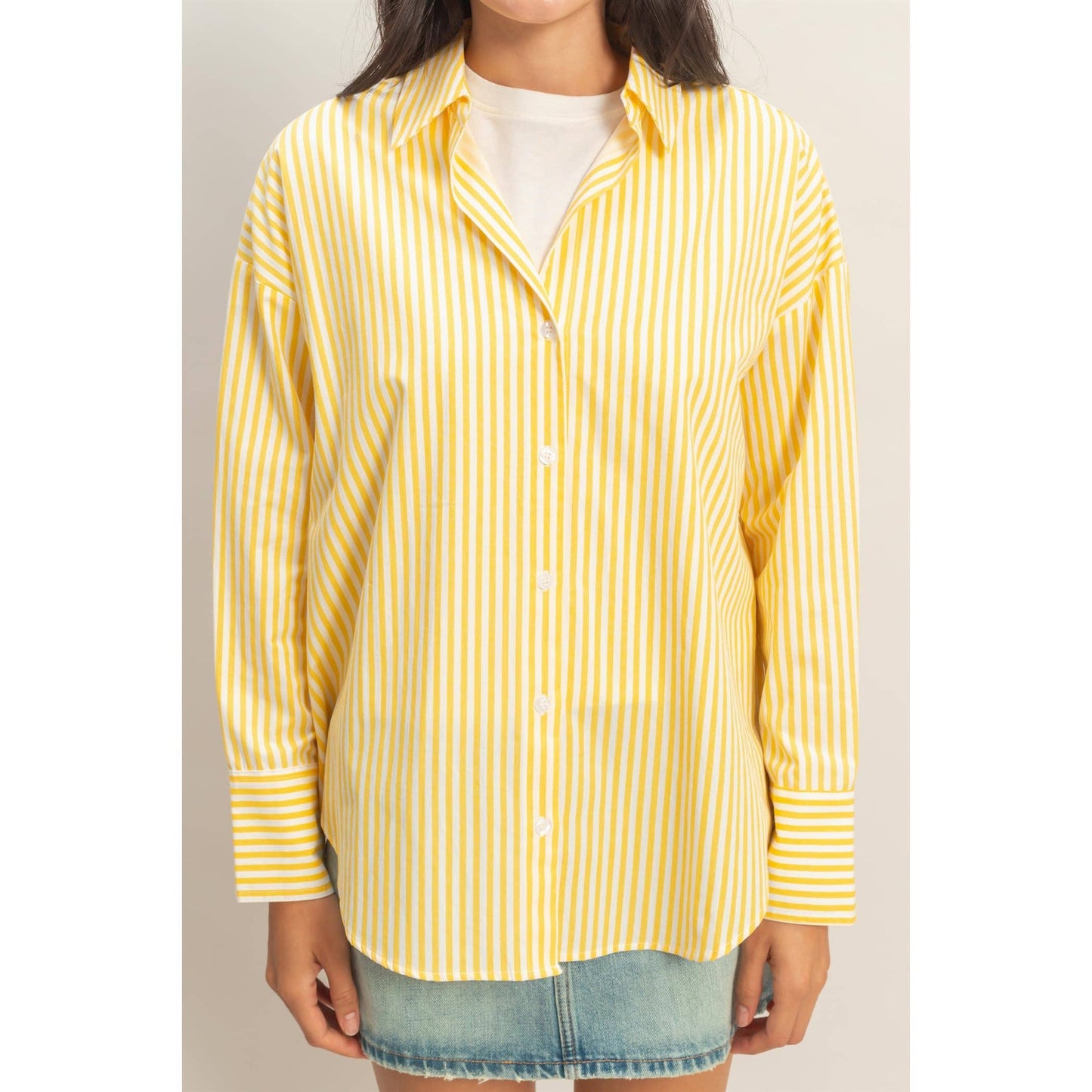 Striped Button-Up Poplin Shirt