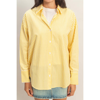 Striped Button-Up Poplin Shirt
