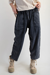 Mineral Washed Terry Knit Barrel Pants