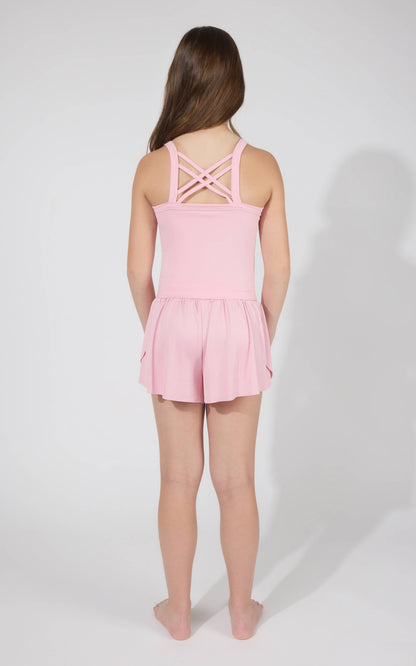 Girls Seamless Strappy Back Tank and Running Shorts Set